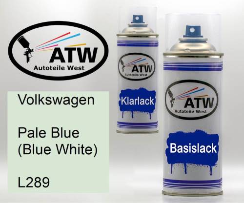 Volkswagen, Pale Blue (Blue White), L289: 400ml Sprühdose + 400ml Klarlack - Set, von ATW Autoteile West.